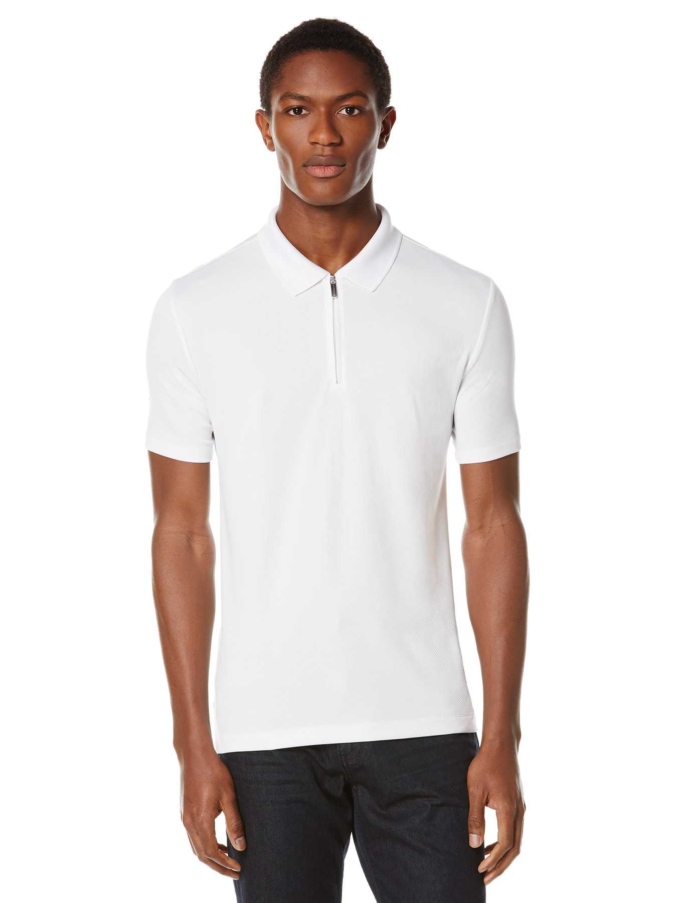 Perry Ellis Short Sleeve Mesh Zip Polo