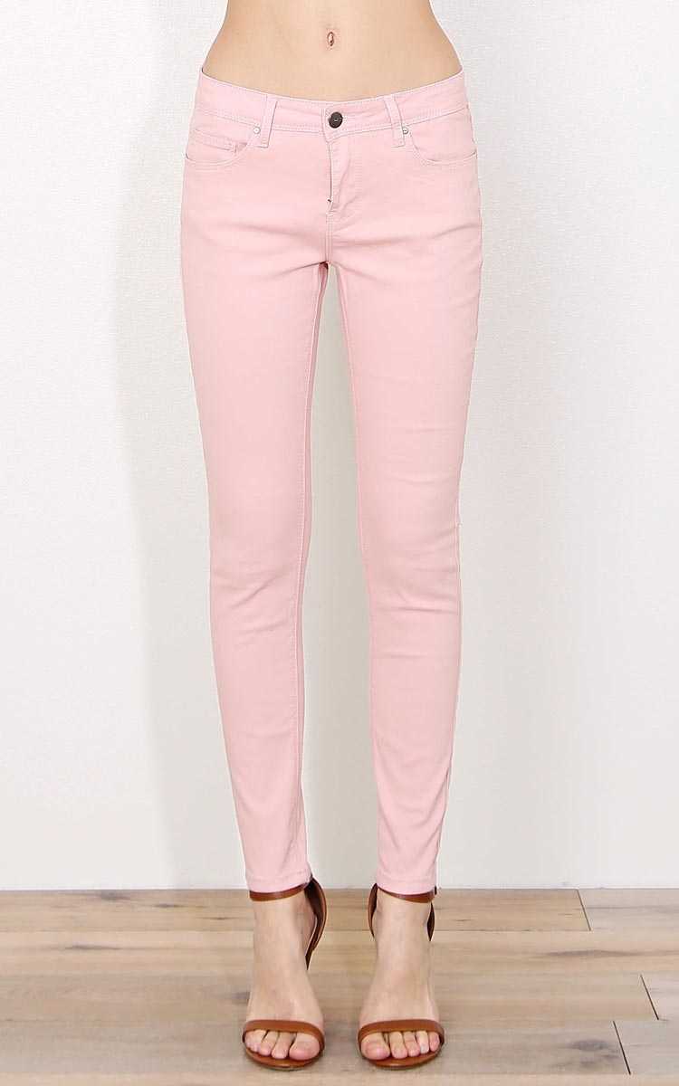 Blush Skinny Twill Pants - Mauve in Size 1 by Styles For Less