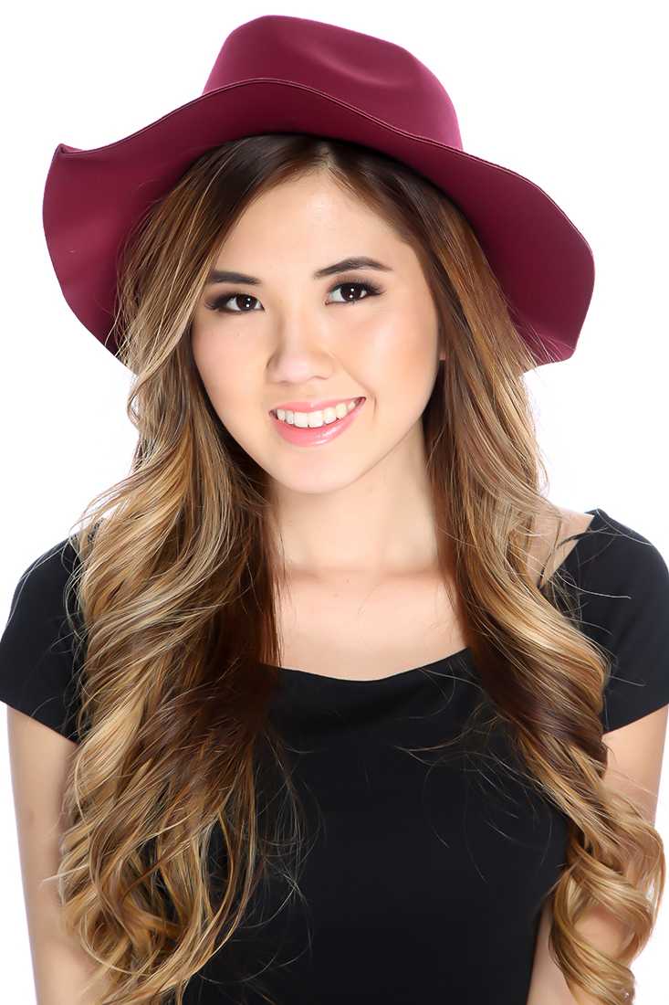 Wine Structured Top Floppy Hat