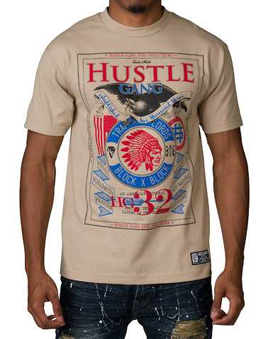 HUSTLE GANG MENS Beige-Khaki Clothing / Tops