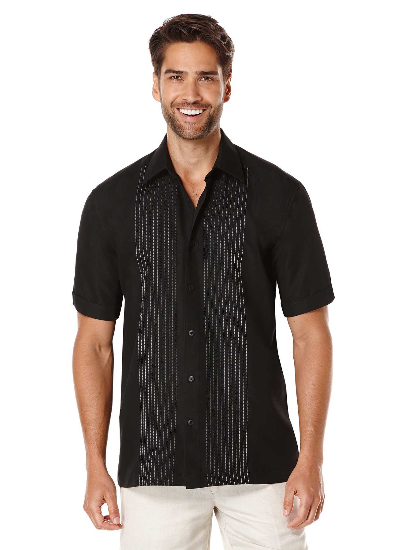 Cubavera Big & Tall Short Sleeve Ombre With Embroidery
