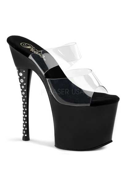 Black Clear Strappy Rhinestone High Heels