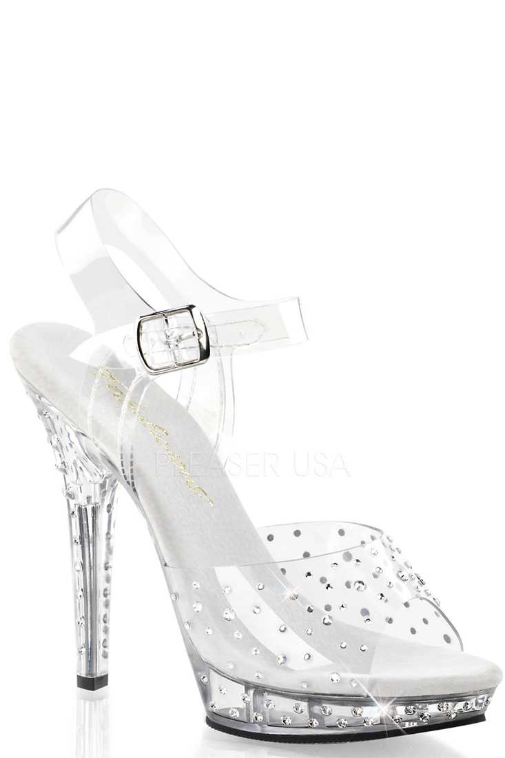 Clear Rhinestone Peep Toe High Heels PVC