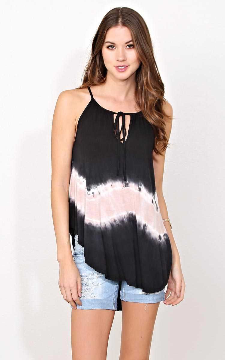 Twister Tie Dye Swing Top - MED - Black Combo in Size Medium by Styles For Less