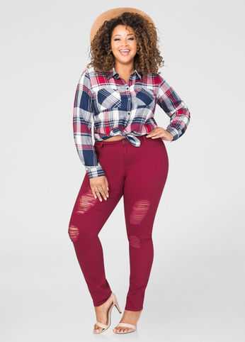 Colored Destructed Skinny Jean