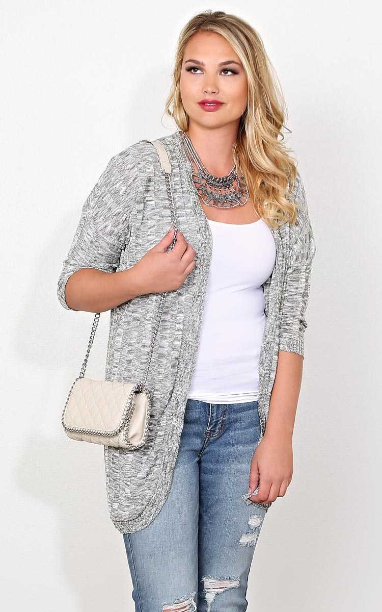 Plus Size Cabin Fever Rib Knit Wrap - Olive Combo in Size 1X by Styles For Less