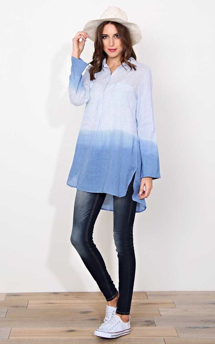 Rylie Dip Dyed Woven Tunic - - Blue in Size by Styles For Less