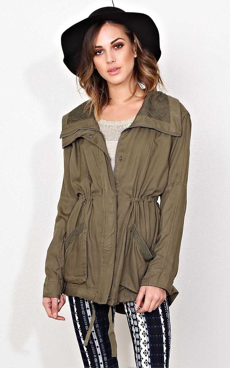 Aztec Rain Woven Anorak - - Olive/Drab in Size by Styles For Less