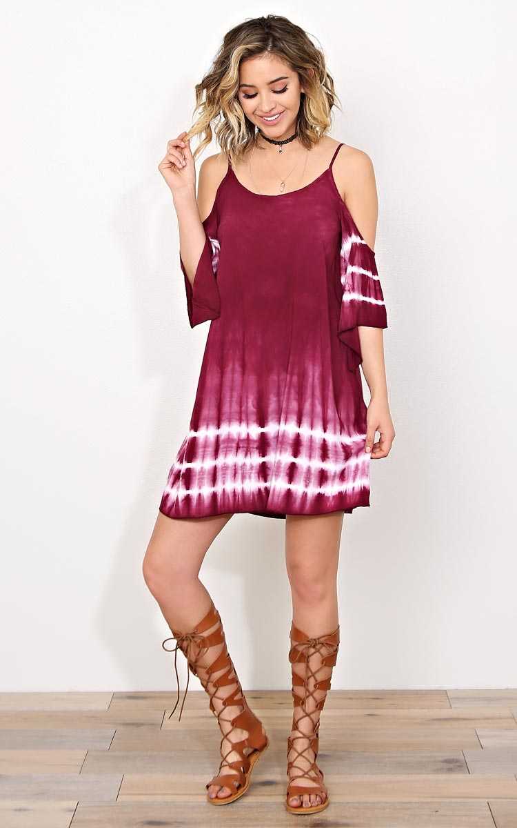 Roxanna Tie Dye Shift Dress - SML - Wine Combo in Size Small by Styles For Less
