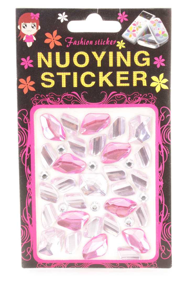 Fuchsia Light Pink Faceted Beaded Gemstone Stickers