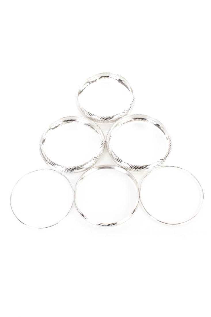 Silver Textured Bangle Bracelet Set