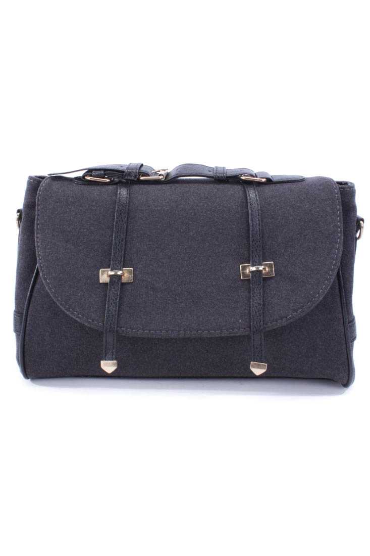 Charcoal Wool Satchel Handbag