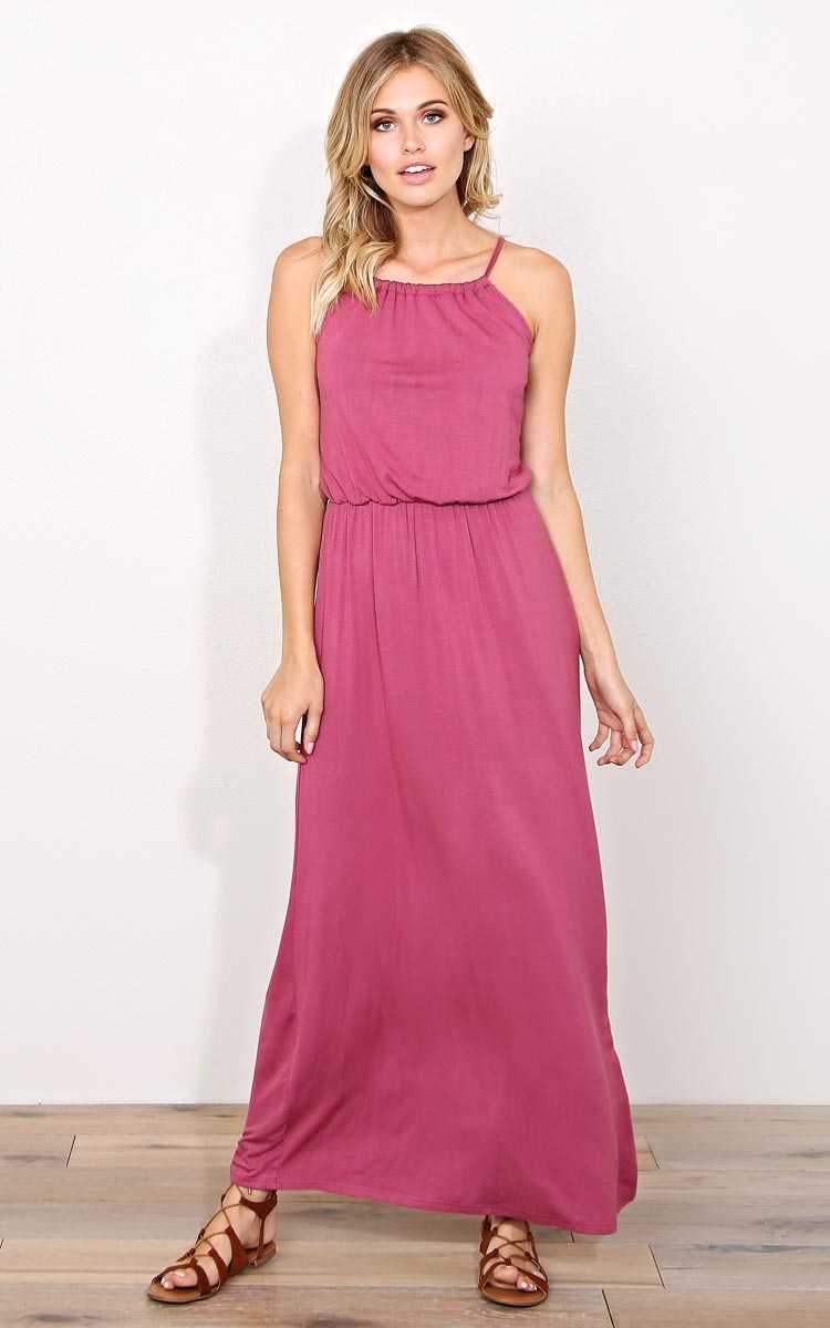 Berry Montenegro High Neck Maxi Dress - - Berry in Size by Styles For Less