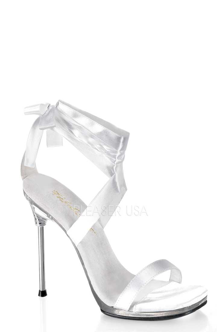 White Satin Bow Detail Stiletto Sandal High Heels