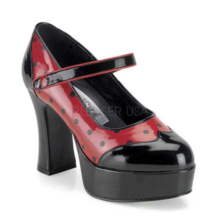 Red Black Patent Ladybug Maryjane High Heels