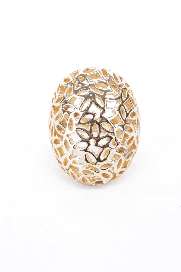 Gold Intricate High Polish Metal Ring