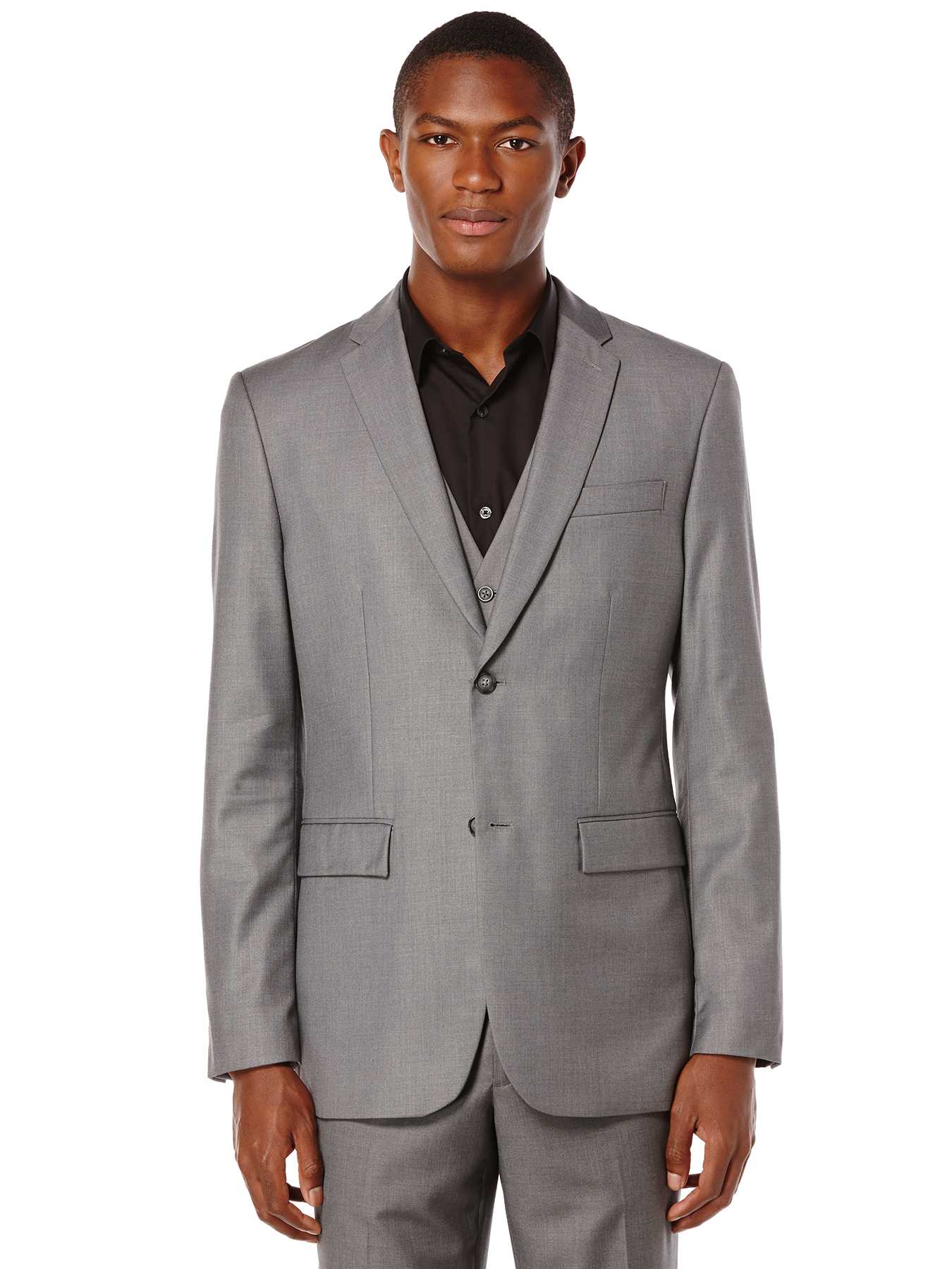 Perry Ellis Modern Fit Solid Sharkskin Suit Jacket