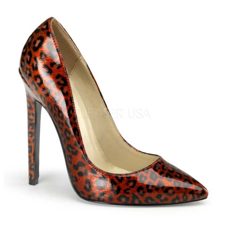 Red Cheetah Print Patent Single Sole Pump High Heels