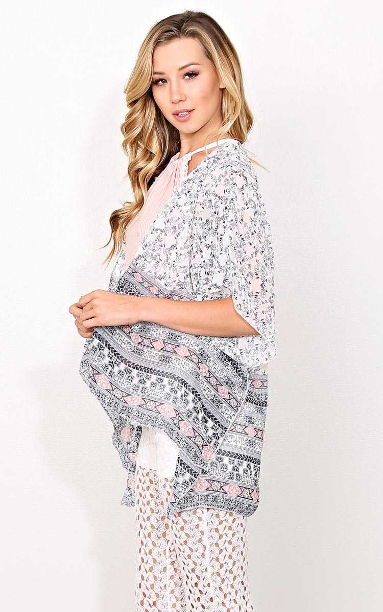 Floral And Aztec Woven Wrap - - Navy Combo in Size by Styles For Less