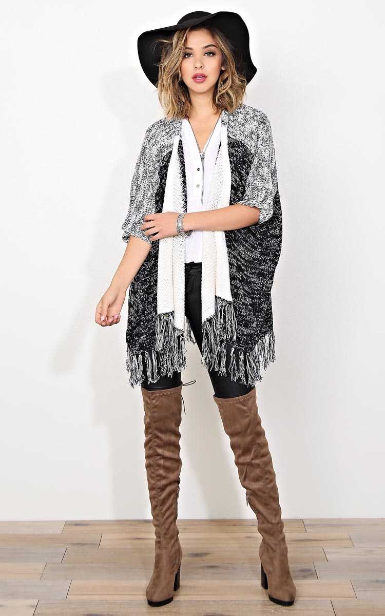 Mod Check Sweater Knit Wrap - XSML - Ivory Combo in Size XSmall by Styles For Less
