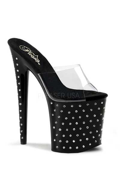 Clear Black Rhinestone Platform High Heels