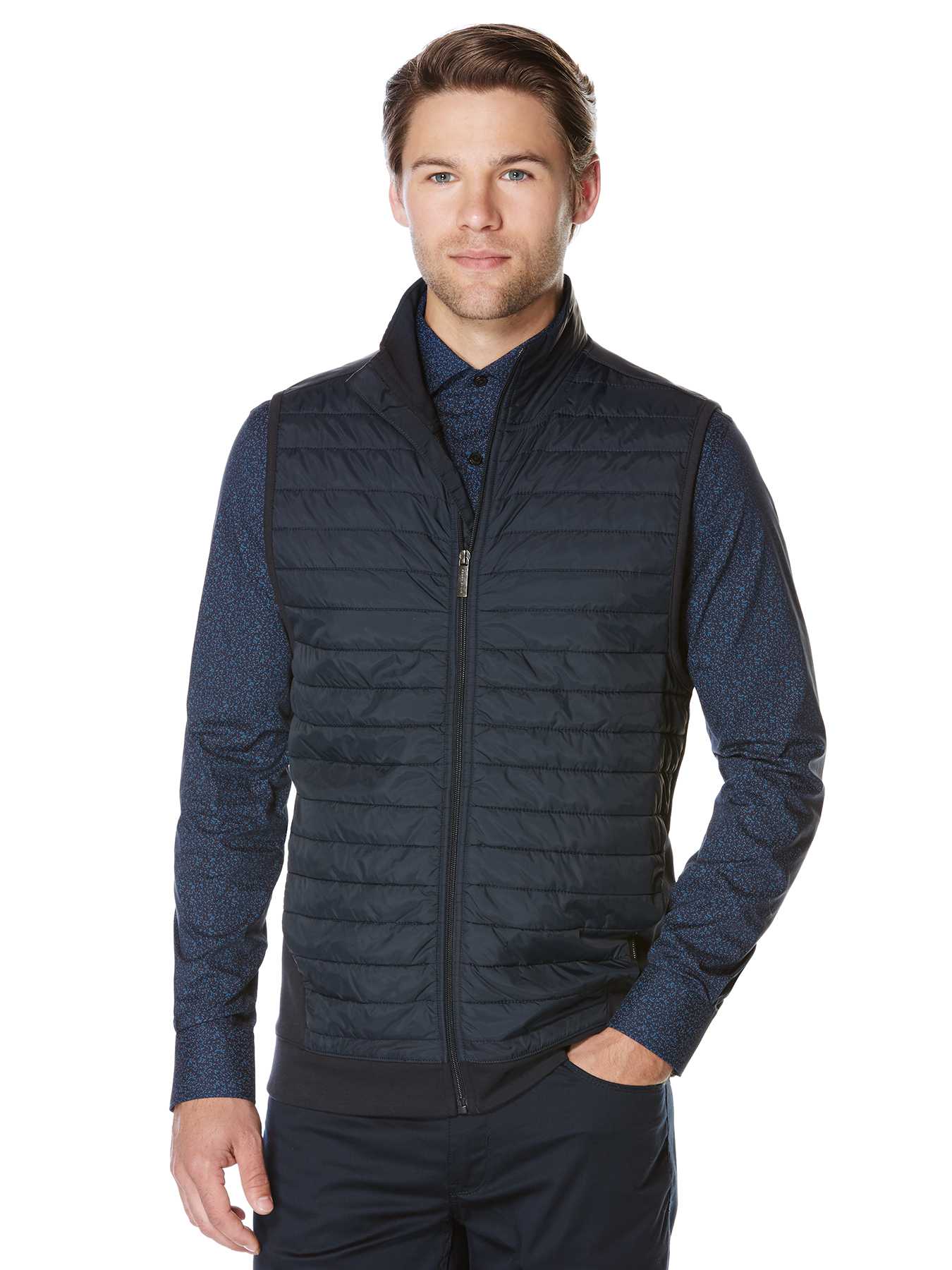 Perry Ellis Big and Tall Horizontal Quilted Zip Vest