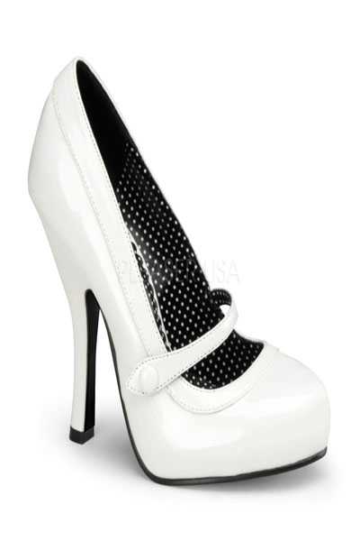 White Patent Faux Leather Strapped High Heels