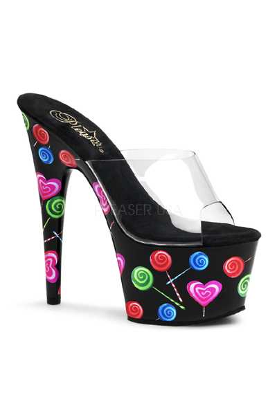 Clear Black Lollipop Printed Platform High Heels
