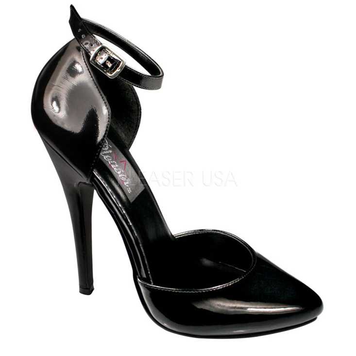 Black Patent Ankle Strap Pointy Toe High Heels