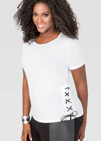 Lace-Up Side Scoop Neck Tee