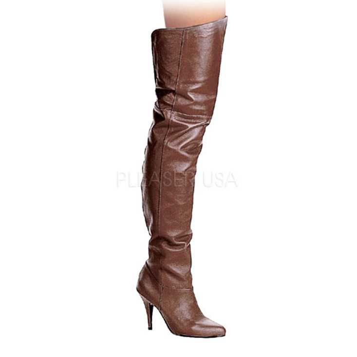Brown Thigh High Boots Leather