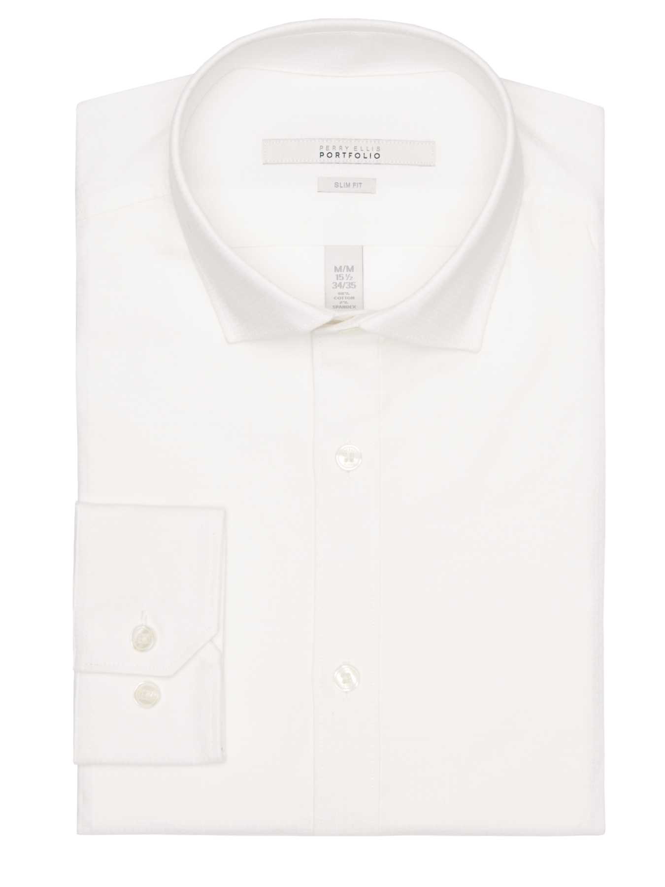 Perry Ellis Slim Fit Solid Dobby Box Dress Shirt