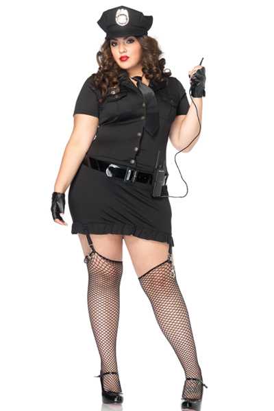 Black 6 PC Dirty Cop Costume