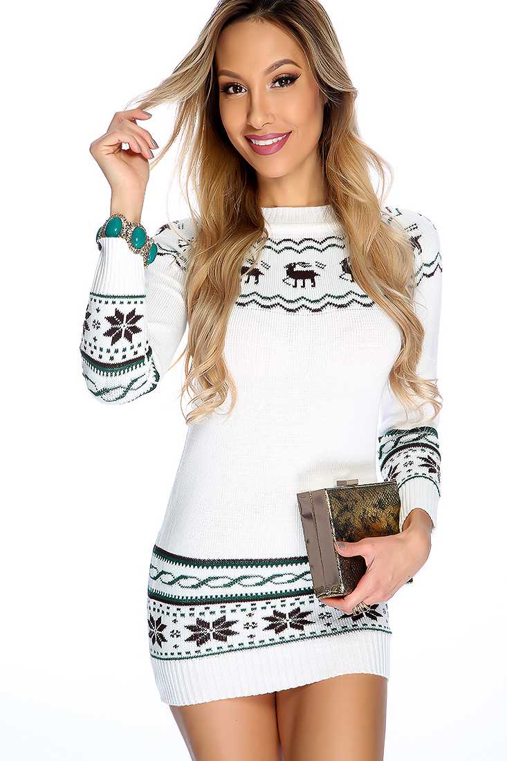 Christmas Rain Deer Design Sweater Dress