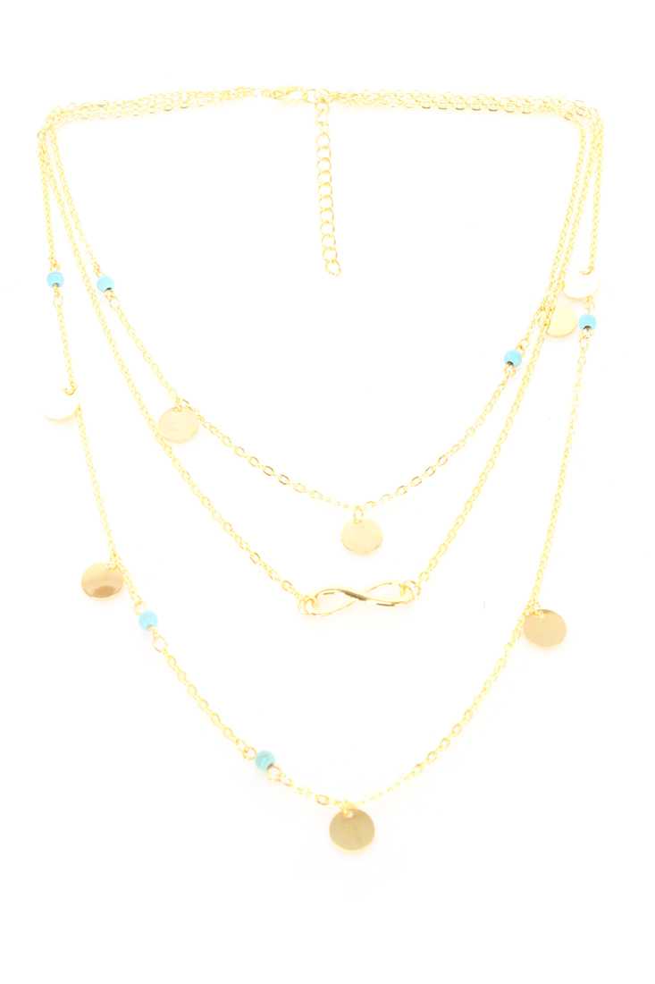 Gold Infinity Accent Layered Design Necklace