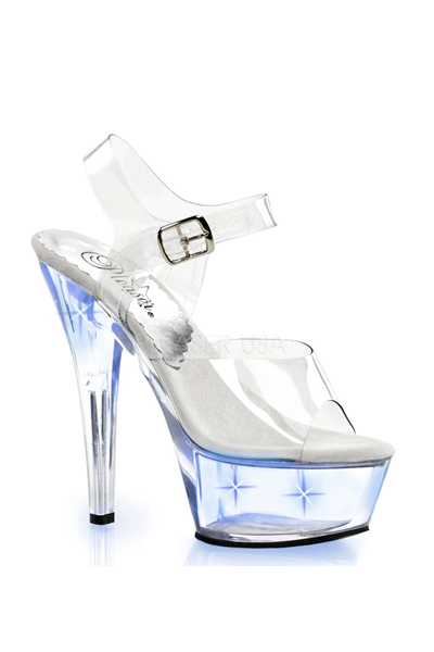Clear Blue Light Up Platform High Heels