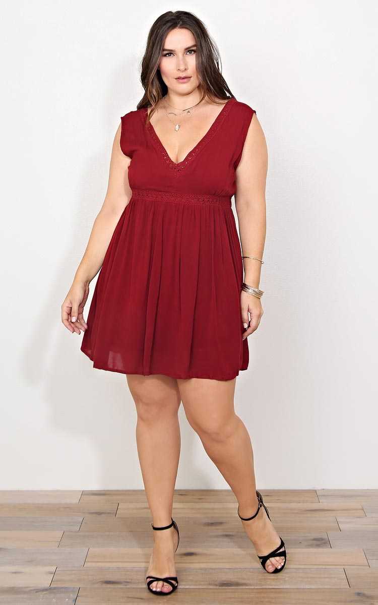 Plus Size Brie Gauze Dress - MARSALA in Size 1X by Styles For Less
