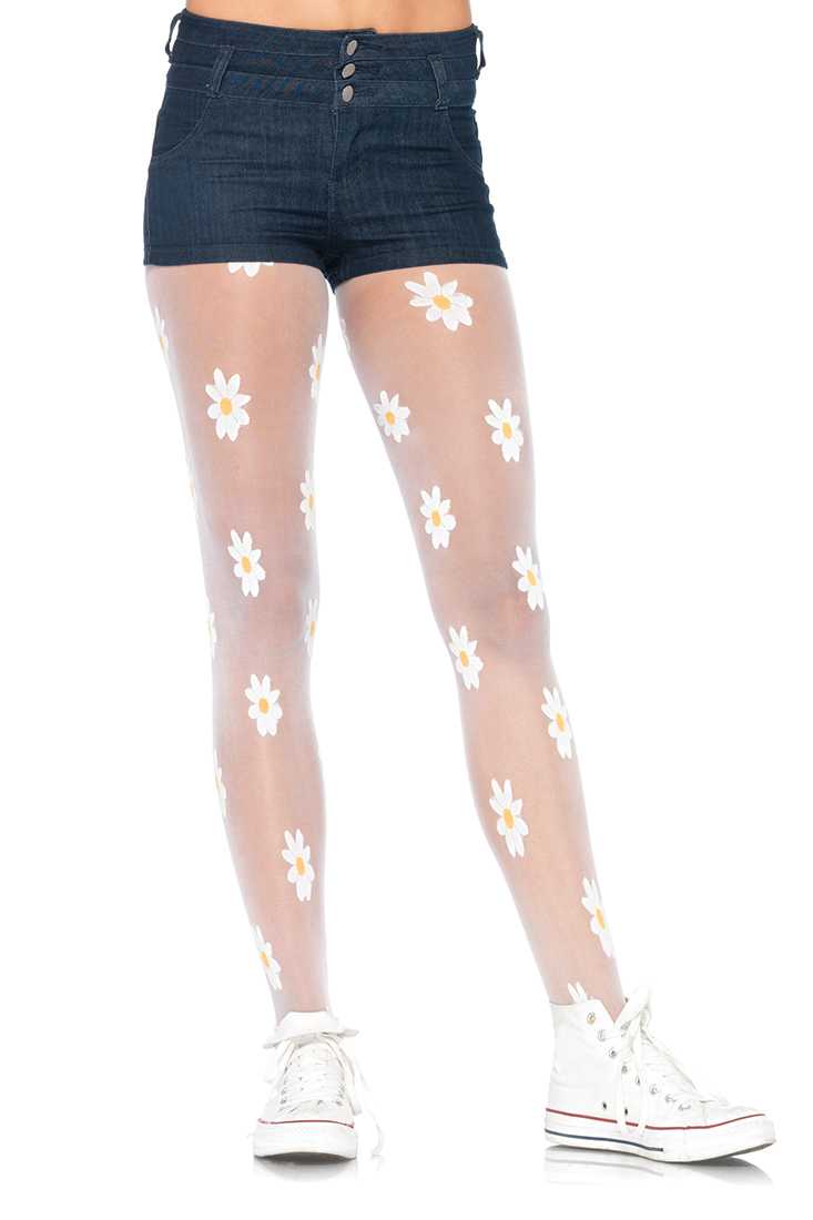 White Daisy Pantyhose Hosiery