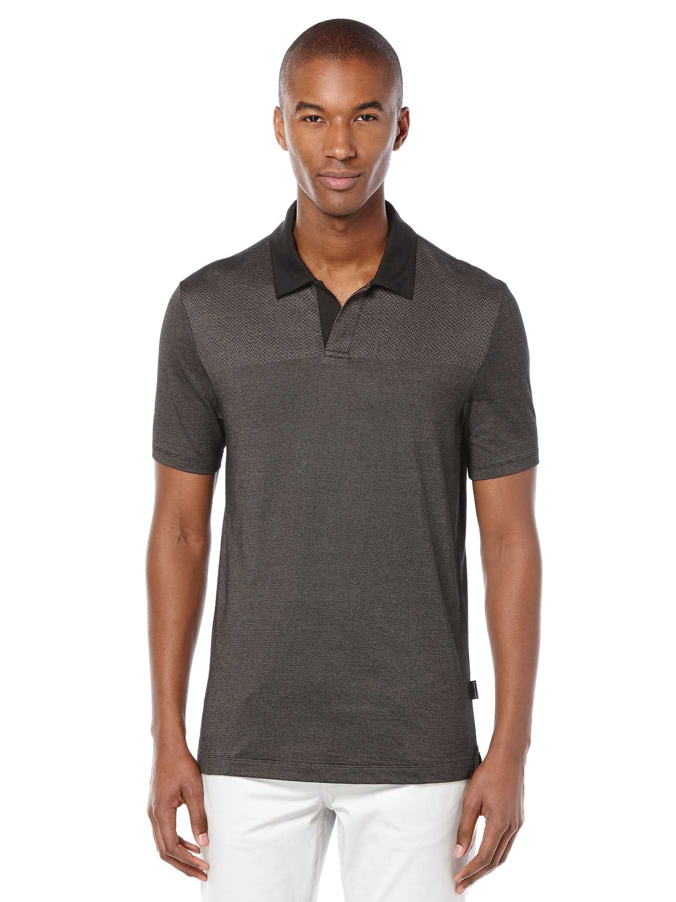 Perry Ellis Short Sleeve Jacquard Placed Polo