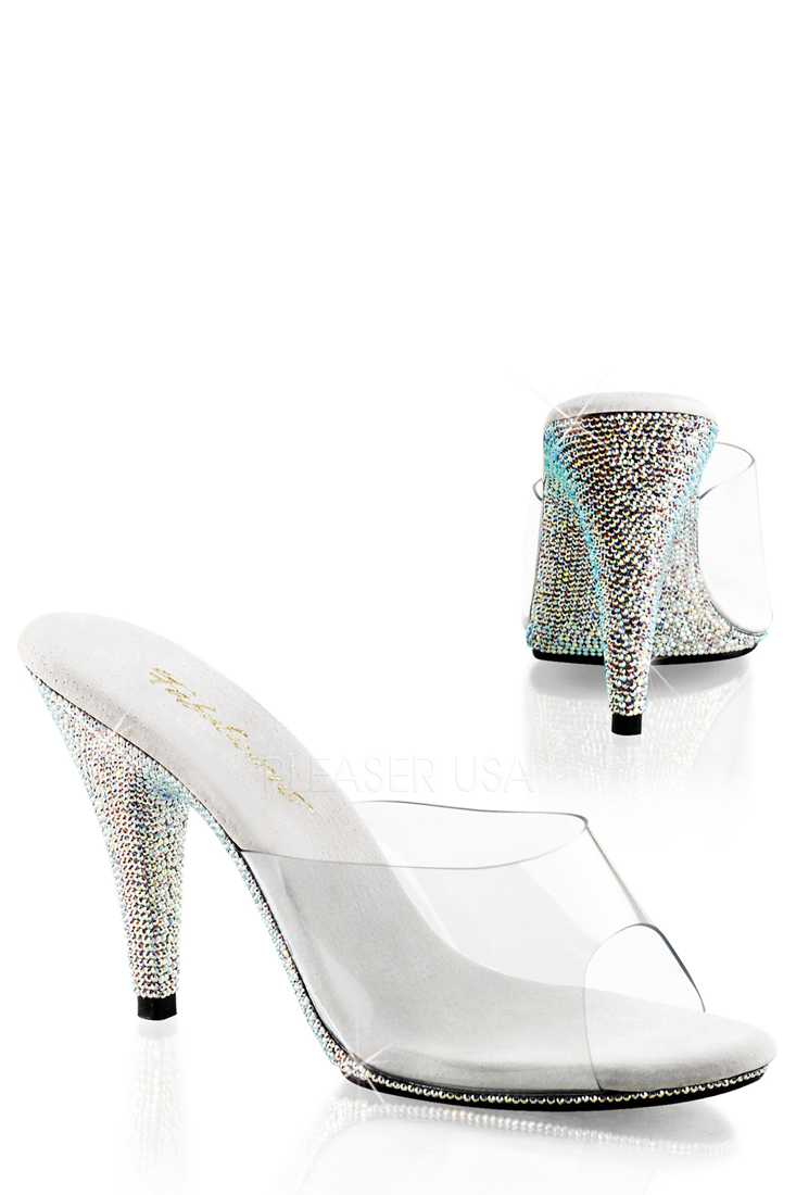 Silver Clear Rhinestone High Heels Plastic