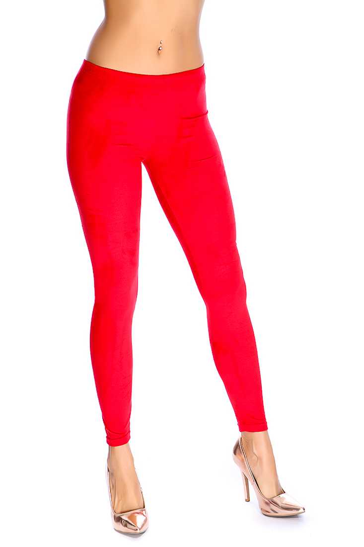 Red Microfiber Suede Leggings