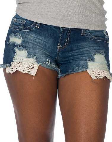 ESSENTIALS WOMENS Medium Blue Clothing / Denim Shorts 0