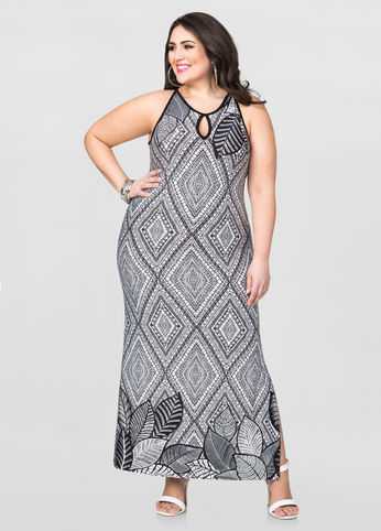 Border Print Maxi Dress