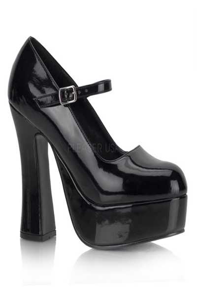 Black Patent Faux Leather Maryjane High Heels