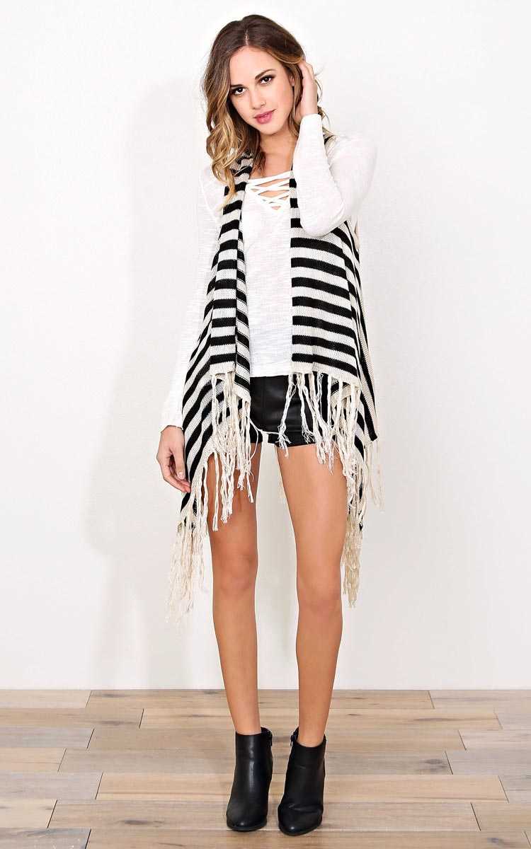 Tribal Cool Sweater Knit Vest - - Black Combo in Size by Styles For Less