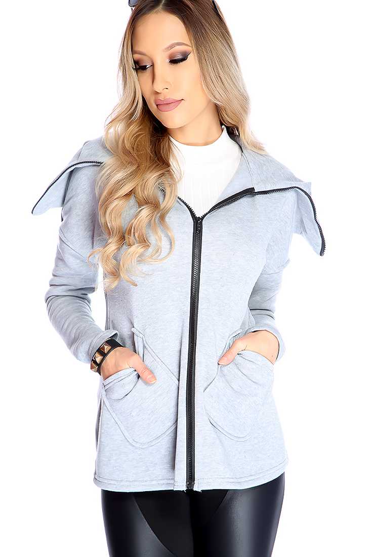 Grey Long Sleeve Causal Sweater