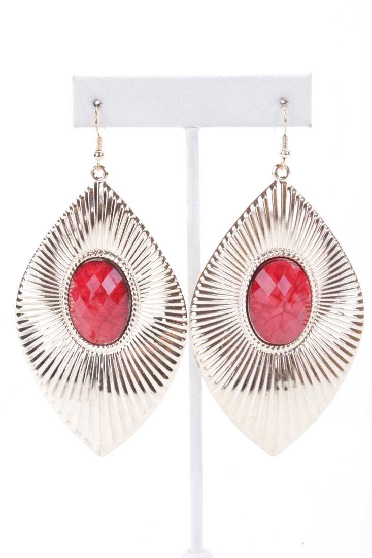 Red Gold High Polish Textured Faceted Beaded Earrings
