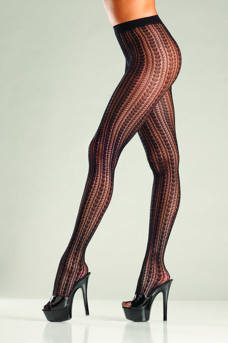 Black Vertical Stripe Fishnet Pantyhose