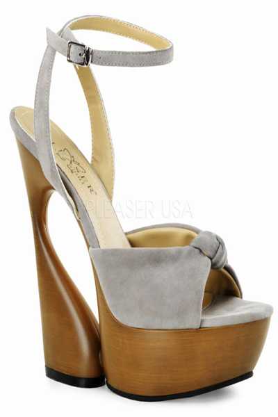 Taupe Suede Knotted Ankle Strap Sculptured Wedge Heel