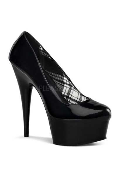 Black Patent Faux Leather Platform Pump High Heels
